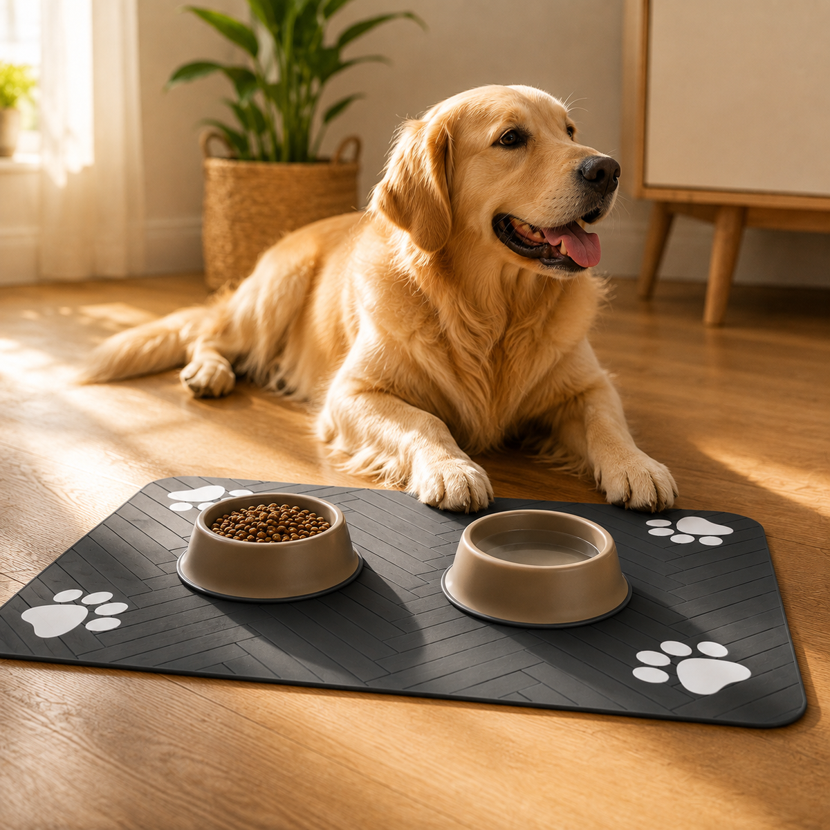 Tapis Absorbant Anti-éclaboussures Repas Chien et Chat