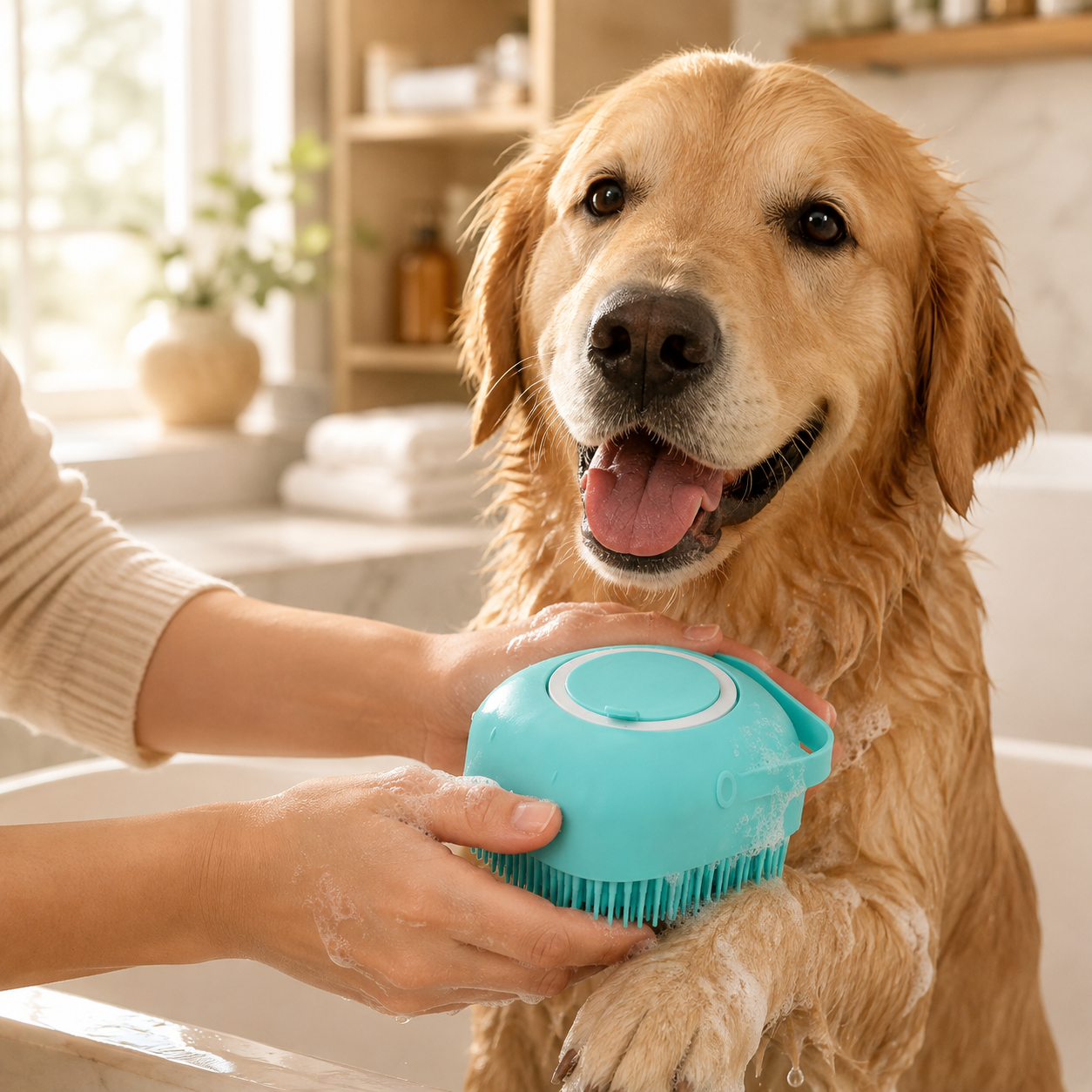 Brosse de Bain avec Réservoir à Shampooing