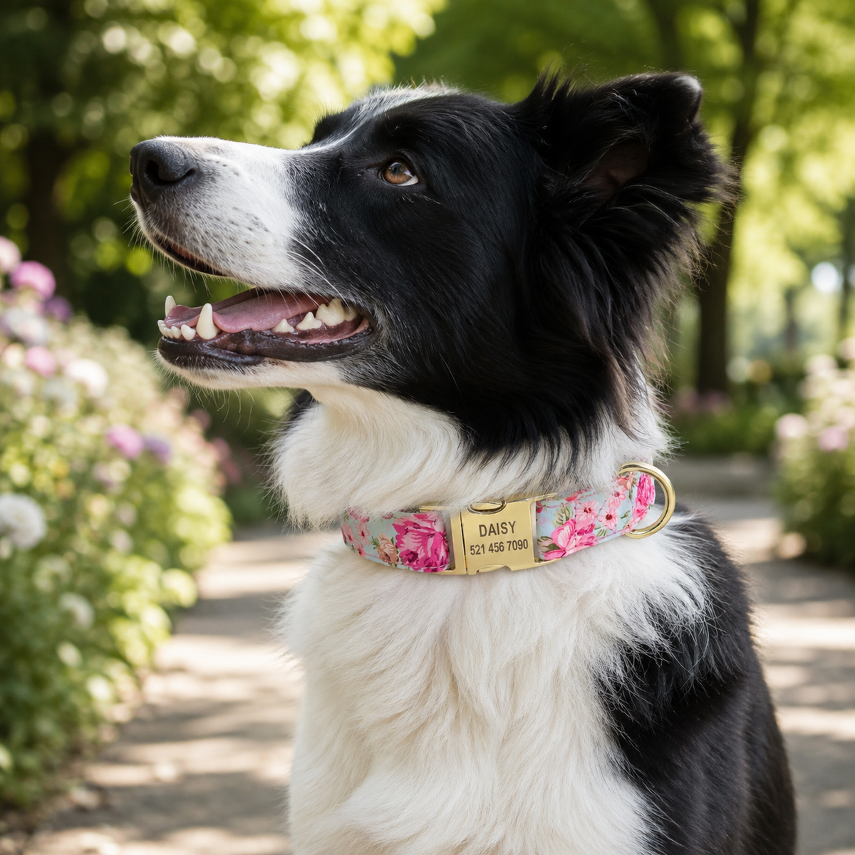 Collier Fleuri Personnalisé pour Petit et Moyen Chien