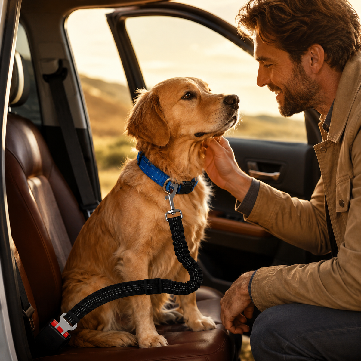 Ceinture de Sécurité Amortie Réfléchissante pour Chien