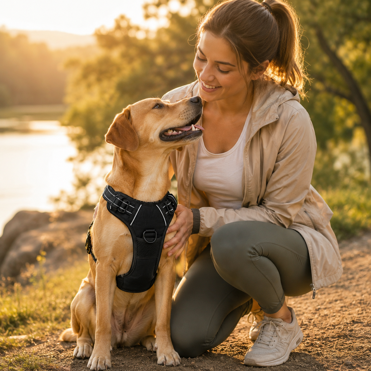 Ensemble Harnais Collier et Laisse Cuir pour Chien