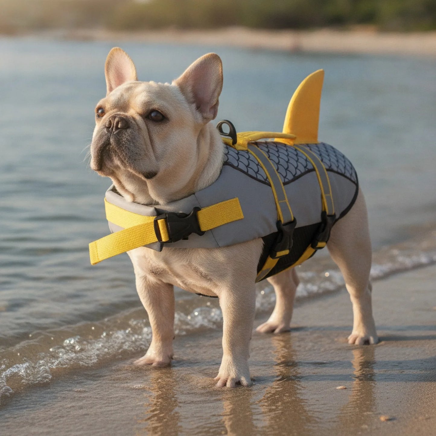 Gilet de sauvetage chien petit requin - en situation