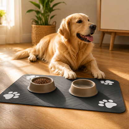 Tapis Absorbant Anti-éclaboussures Repas Chien et Chat