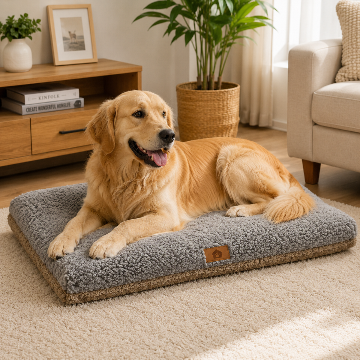 Lit d'Hiver en Fausse Fourrure pour Chien