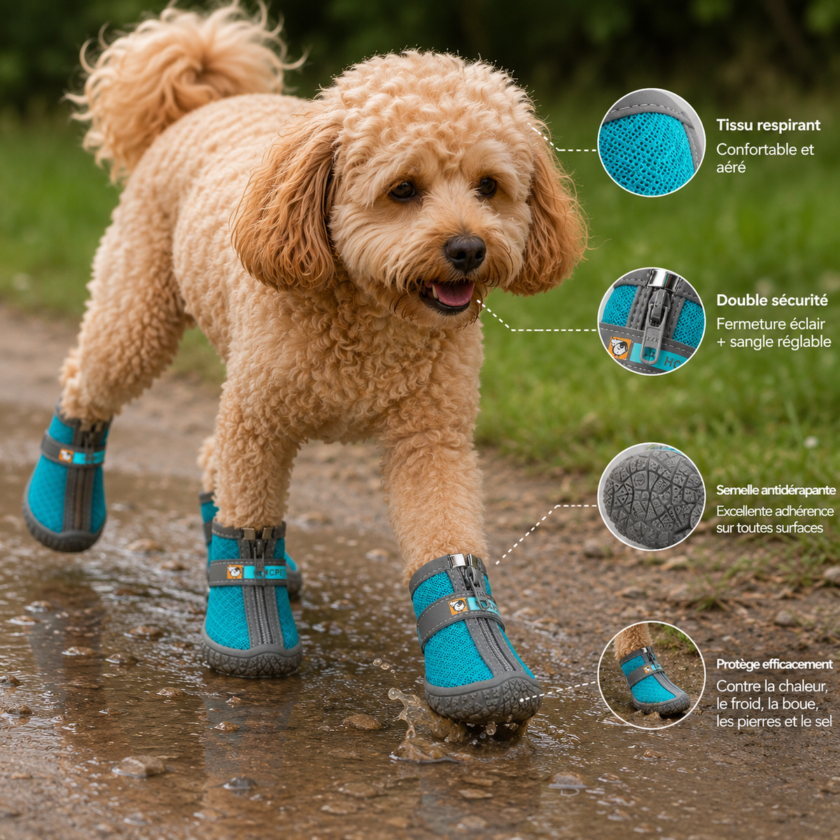 Chaussures Chien Protection Antidérapante et Chaleur Douillette
