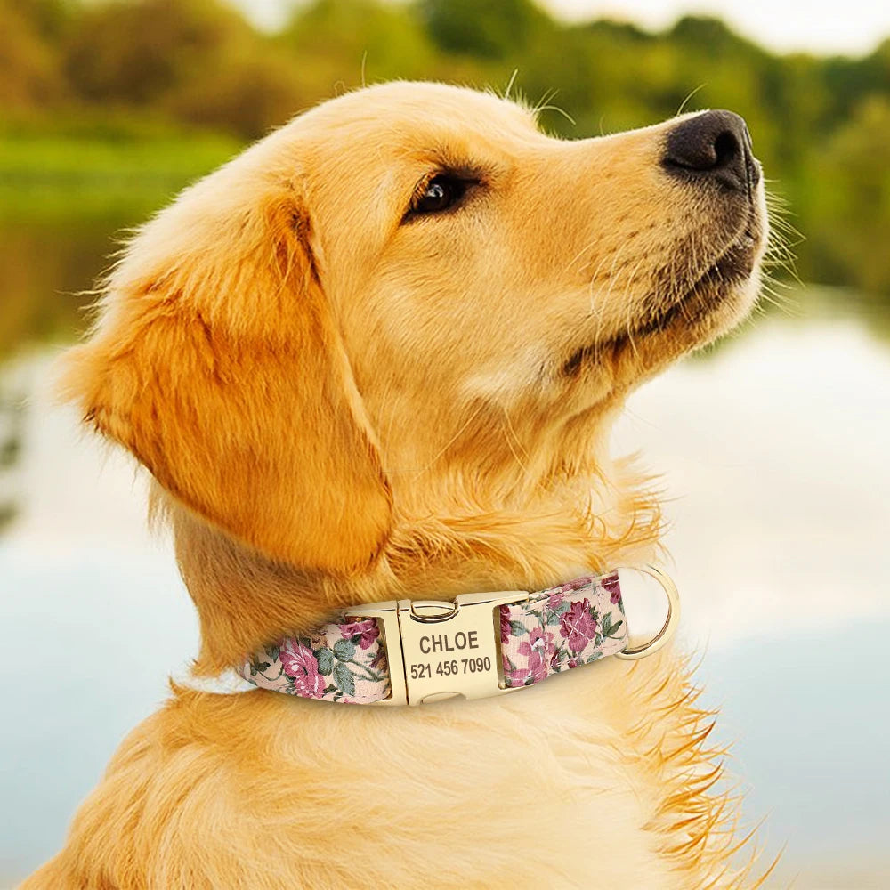 Collier Fleuri Personnalisé pour Petit et Moyen Chien