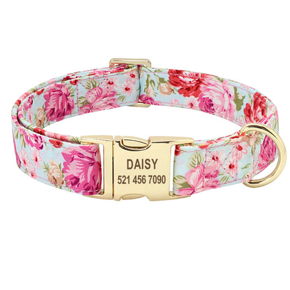 Collier Fleuri Personnalisé pour Petit et Moyen Chien