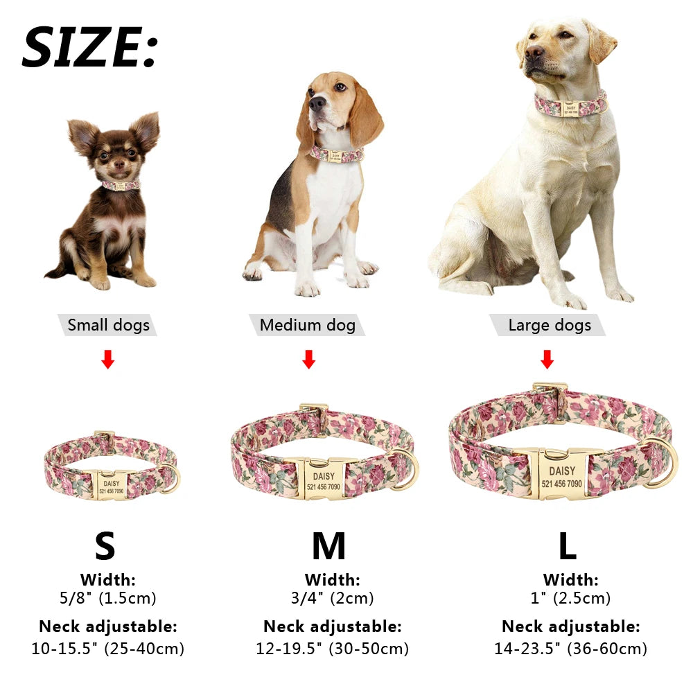 Collier Fleuri Personnalisé pour Petit et Moyen Chien