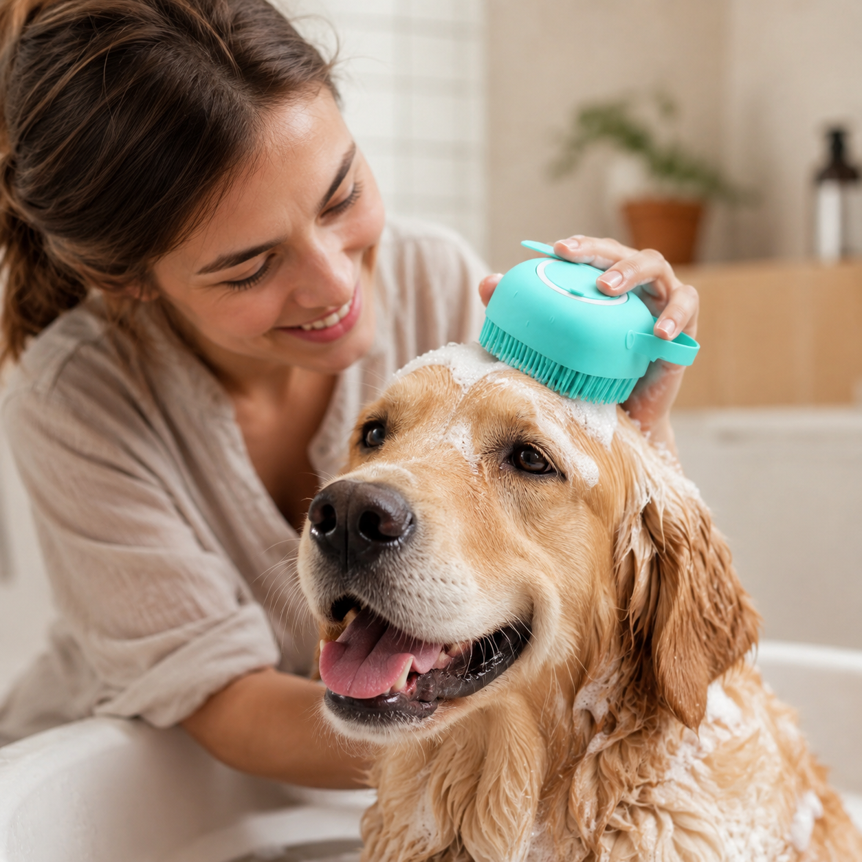 Brosse de Bain avec Réservoir à Shampooing