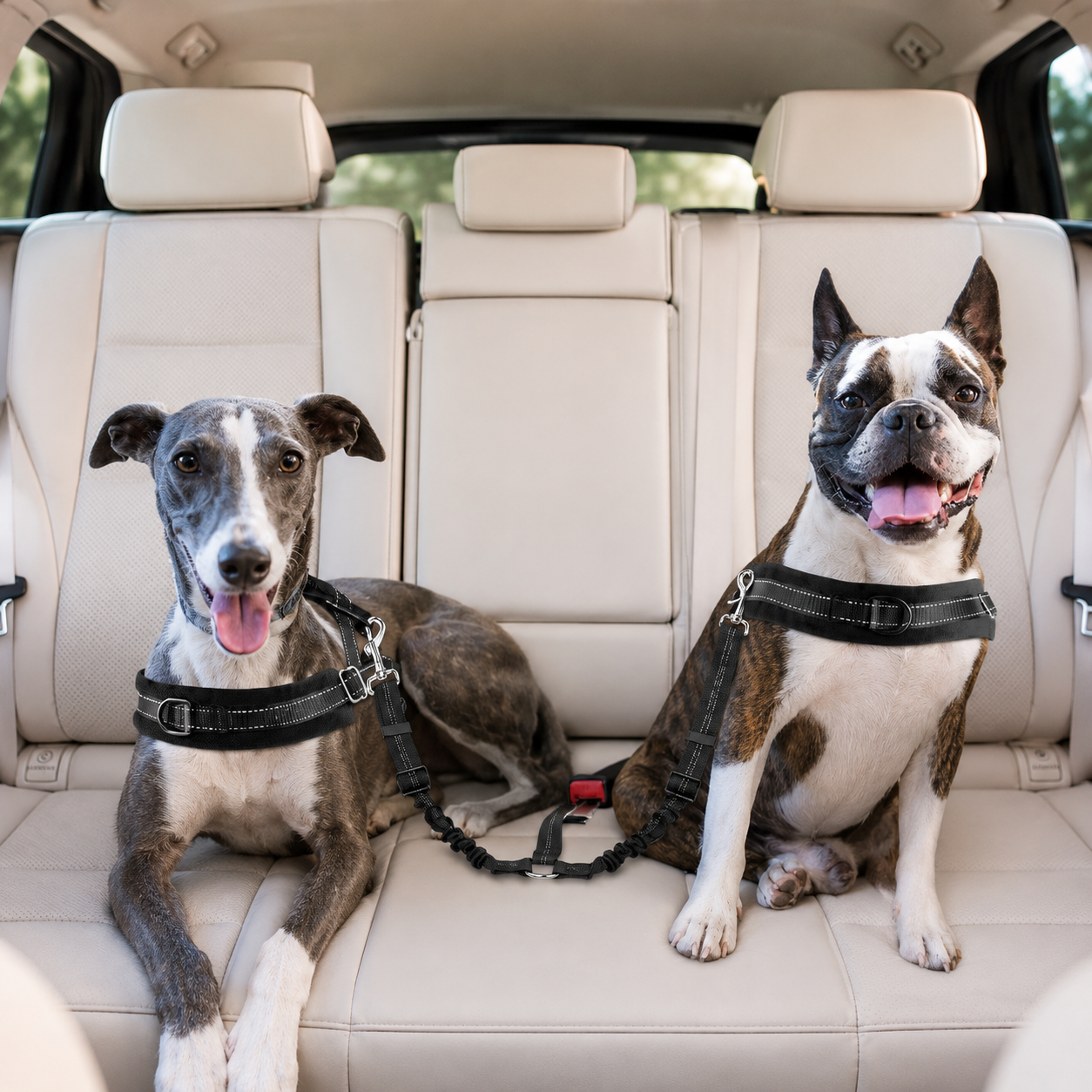 Double Ceinture de Sécurité Élastique pour Chien