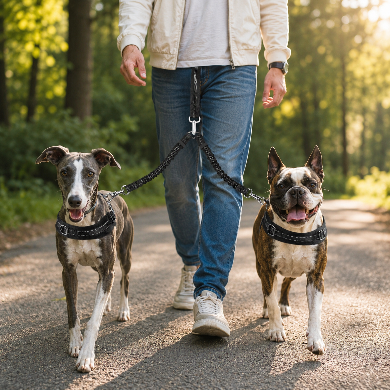 Double Ceinture de Sécurité Élastique pour Chien
