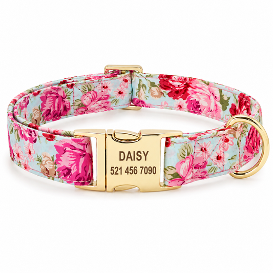 Collier Fleuri Personnalisé pour Petit et Moyen Chien