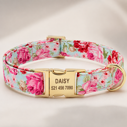 Collier Fleuri Personnalisé pour Petit et Moyen Chien