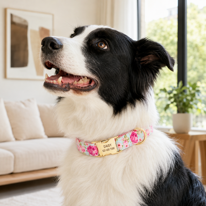 Collier Fleuri Personnalisé pour Petit et Moyen Chien