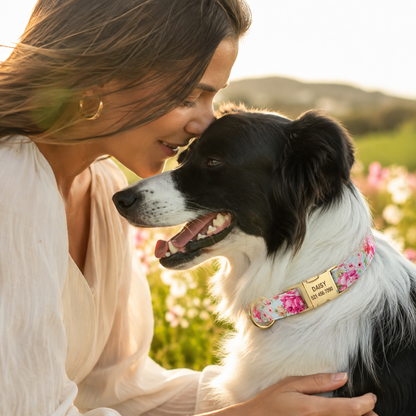 Collier Fleuri Personnalisé pour Petit et Moyen Chien