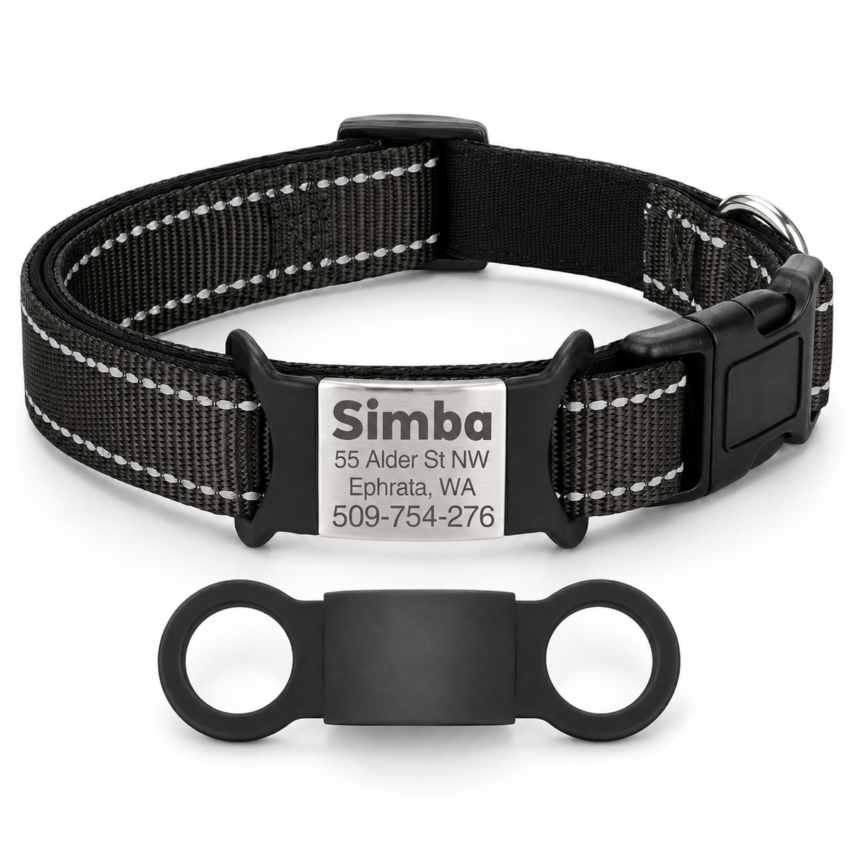 Collier Personnalisé Rembourré Réfléchissant Gravure Offerte