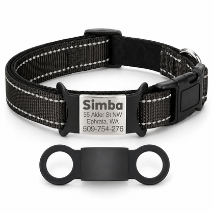 Collier Personnalisé Rembourré Réfléchissant Gravure Offerte
