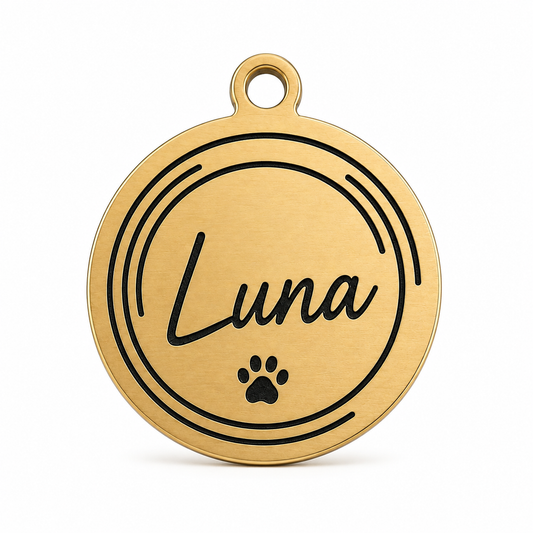 Médaille Ronde Personnalisée Gravée pour Chien et Chat