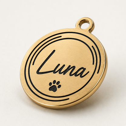Médaille Ronde Personnalisée Gravée pour Chien et Chat