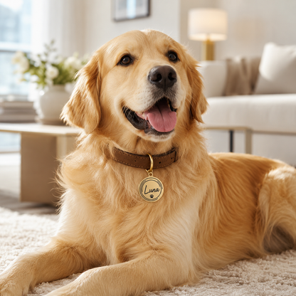 Médaille Ronde Personnalisée Gravée pour Chien et Chat
