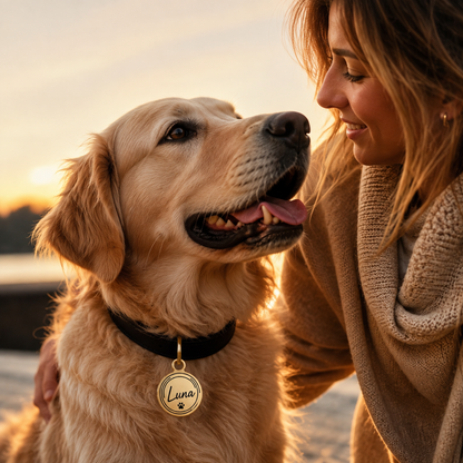 Médaille Ronde Personnalisée Gravée pour Chien et Chat