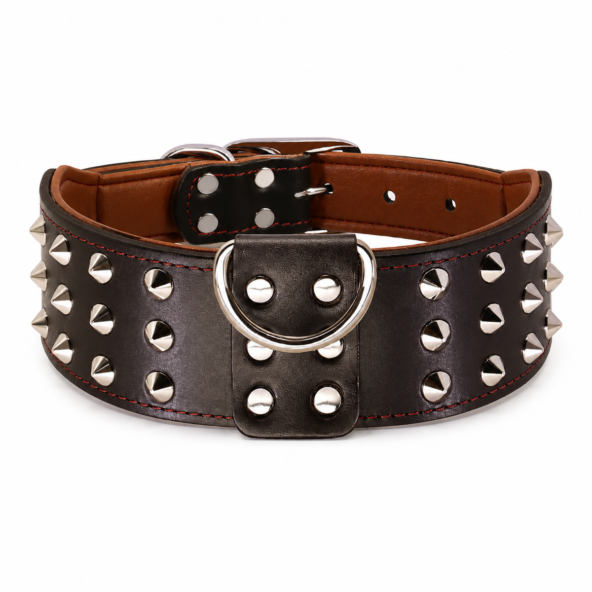 Collier Clouté Large Cuir Véritable pour Grand Chien