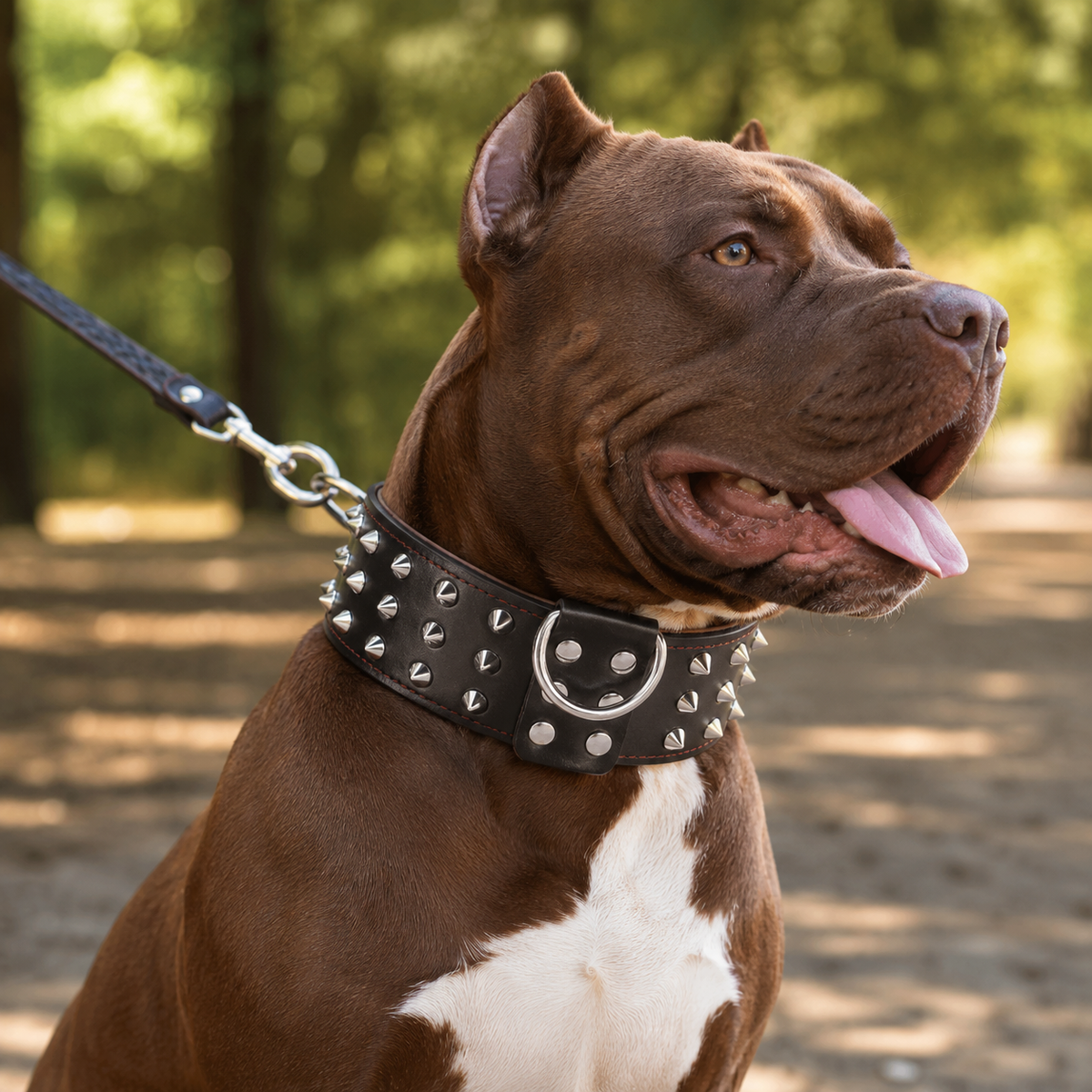 Collier Clouté Large Cuir Véritable pour Grand Chien