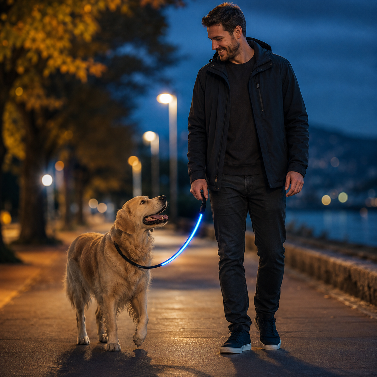 Laisse Lumineuse LED Rechargeable USB pour Chien