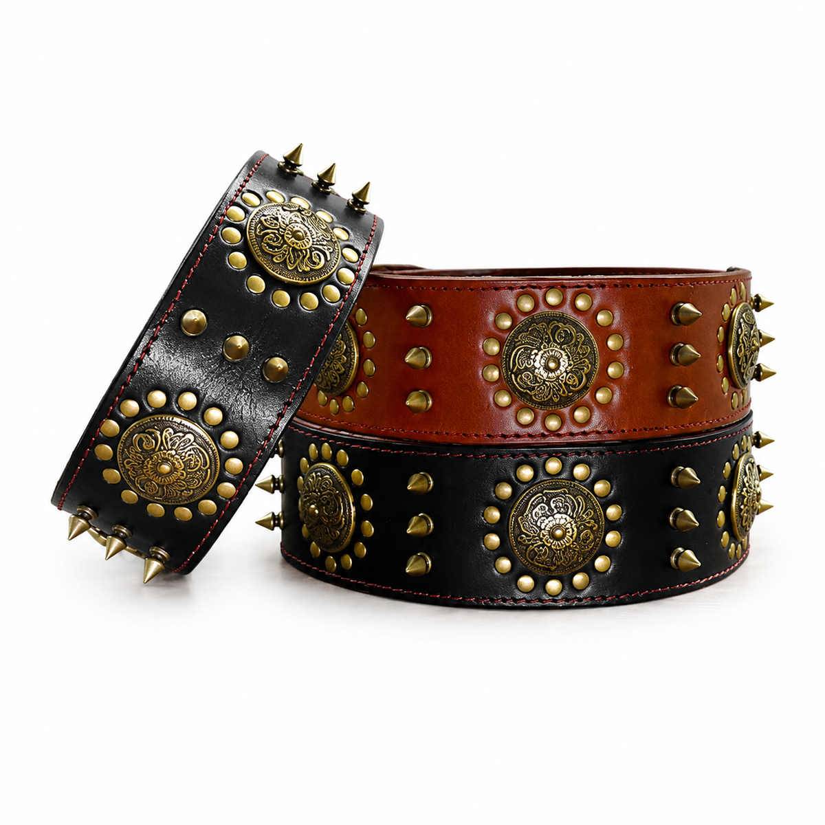 Collier Cuir Véritable Clouté 5cm pour Chien