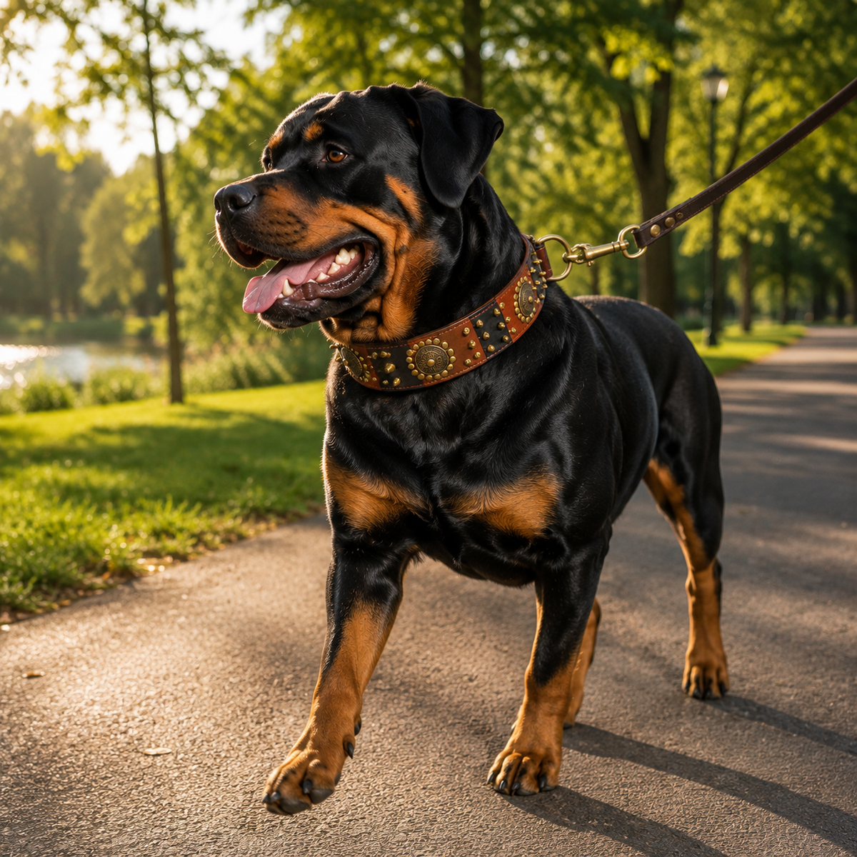 Collier Cuir Véritable Clouté 5cm pour Chien