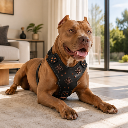 Harnais en Cuir Véritable pour Grand Chien