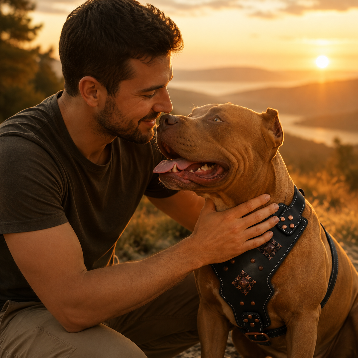 Harnais en Cuir Véritable pour Grand Chien
