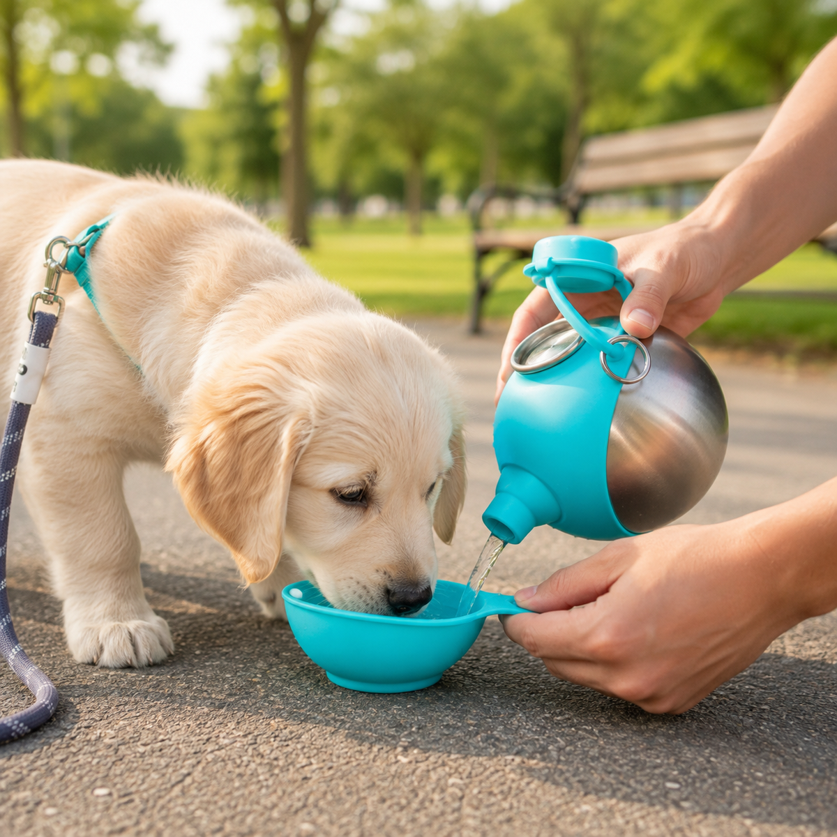 Bouteille d'Eau Nomade pour Chien en Acier Inoxydable
