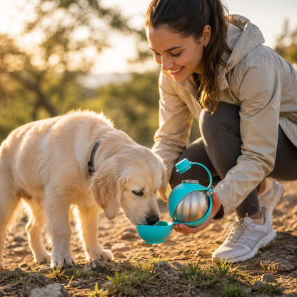 Bouteille d'Eau Nomade pour Chien en Acier Inoxydable