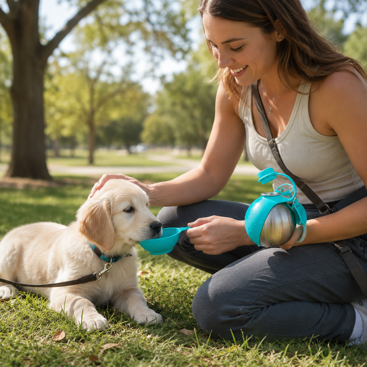 Bouteille d'Eau Nomade pour Chien en Acier Inoxydable