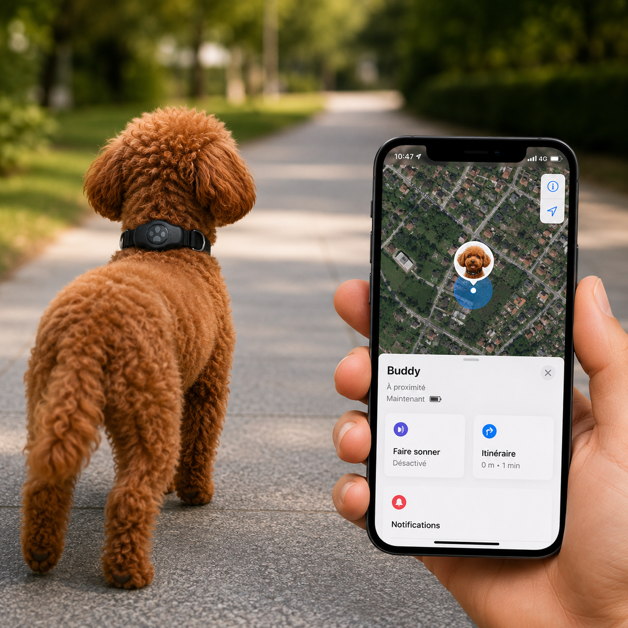 Collier Chien Sécurisé avec Compartiment Traceur Étanche IP68