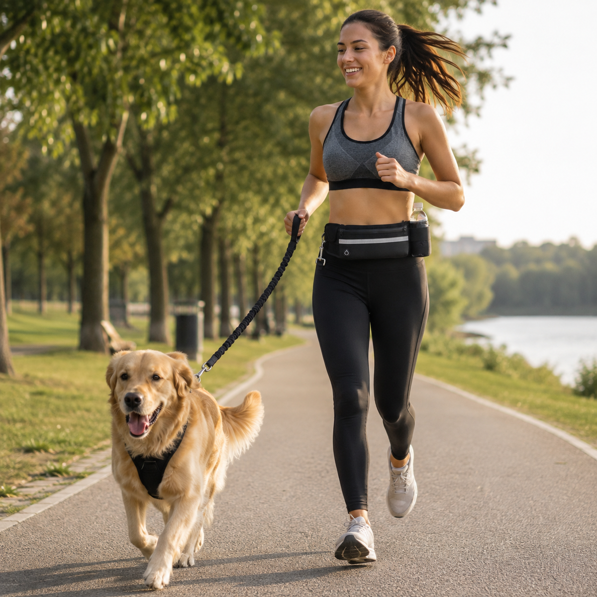 Laisse Mains-Libres Nylon pour Chiens