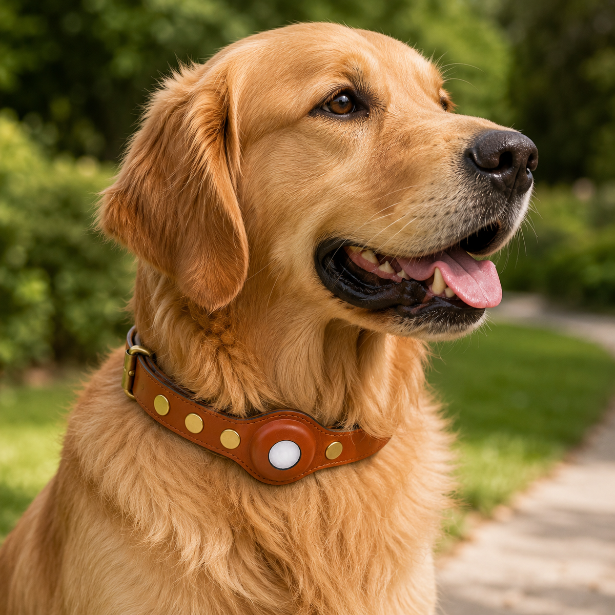 Collier Cuir avec Étui pour Traceur Bluetooth pour Chien