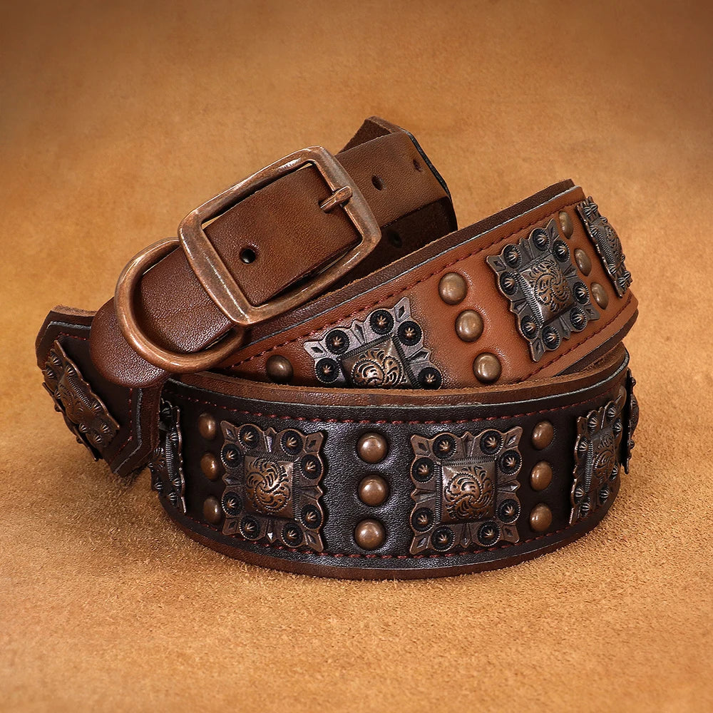 Collier Cuir Véritable Large pour Grand Chien