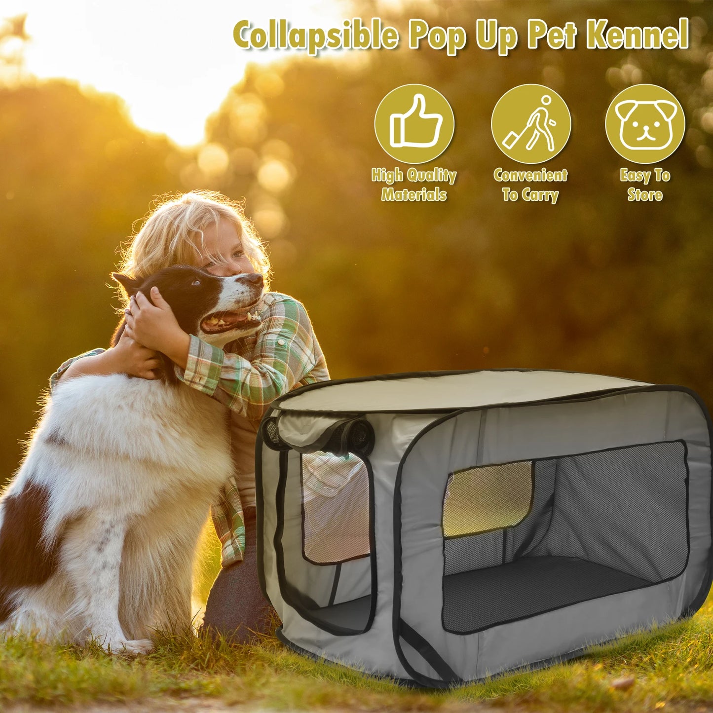 Caisse de Voyage Pliable pour Chien et Chat