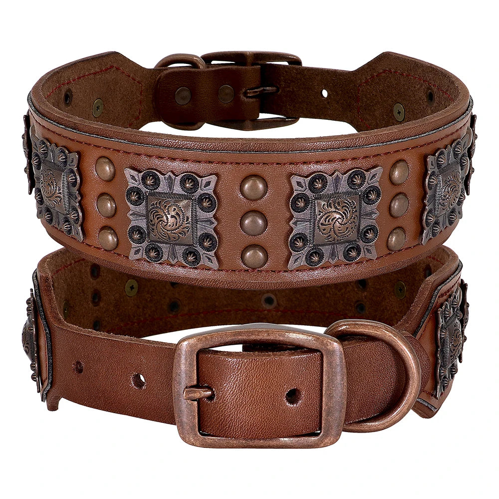 Collier Cuir Véritable Large pour Grand Chien