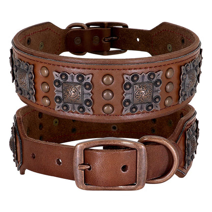 Collier Cuir Véritable Large pour Grand Chien