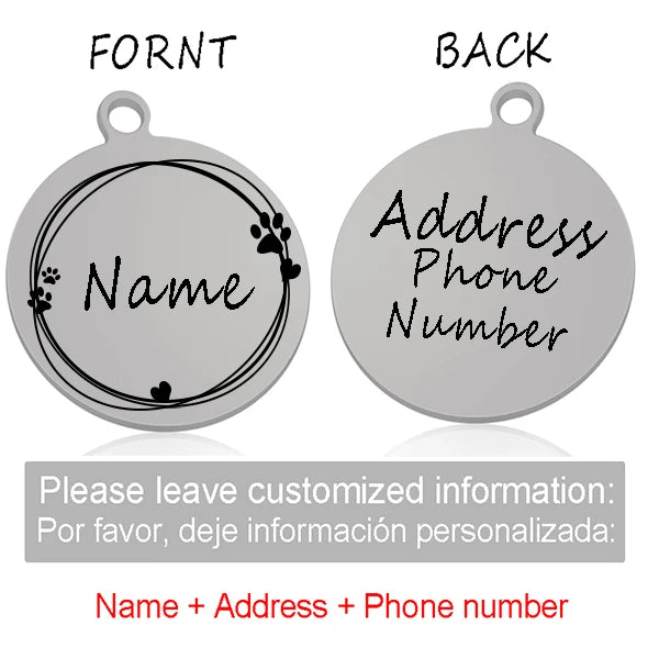 Médaille Ronde Personnalisée Gravée pour Chien et Chat