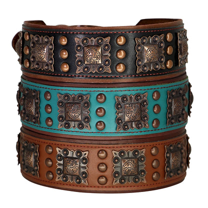 Collier Cuir Véritable Clouté 5cm pour Chien