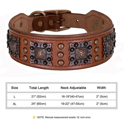 Collier Cuir Véritable Clouté 5cm pour Chien