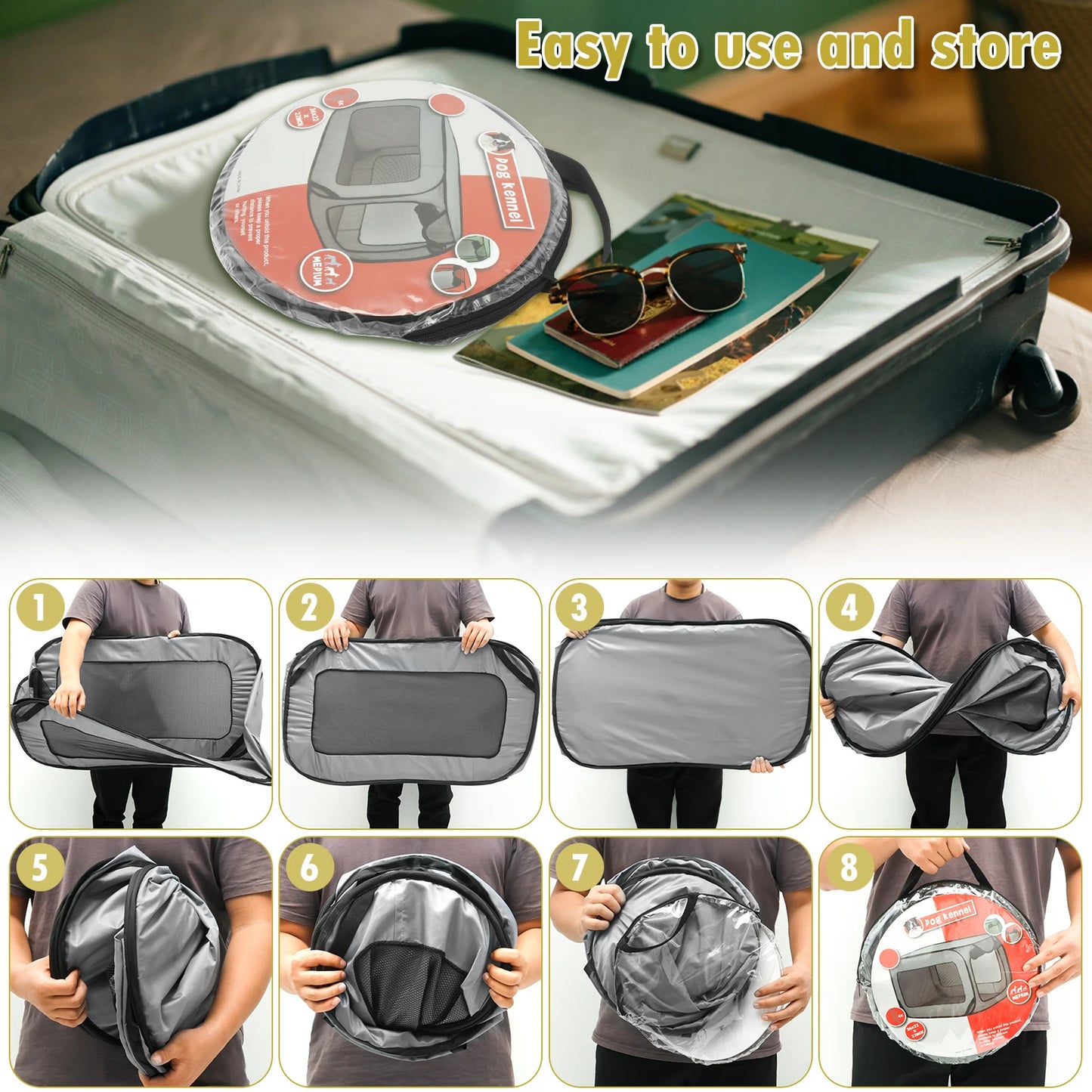 Caisse de Voyage Pliable pour Chien et Chat