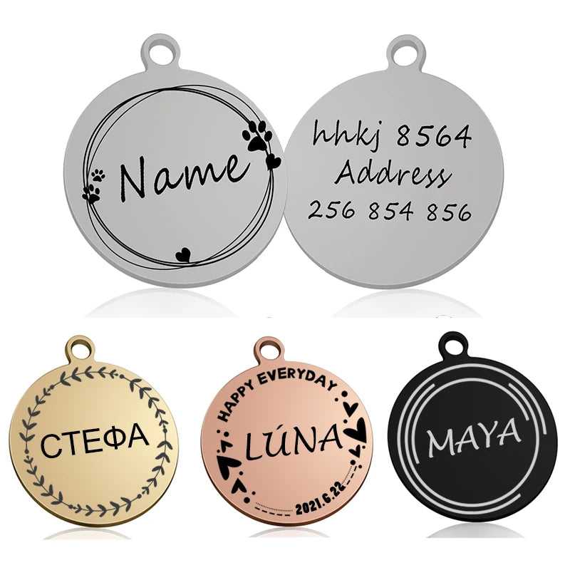 Médaille Ronde Personnalisée Gravée pour Chien et Chat