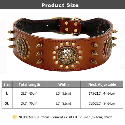 Collier Cuir Véritable Clouté 5cm pour Chien