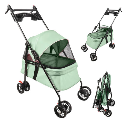 Poussette pliable 2-en-1 pour chien et chat - vue de face