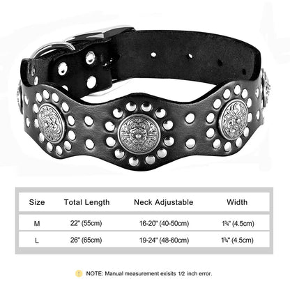 Collier Cuir Véritable Clouté 5cm pour Chien